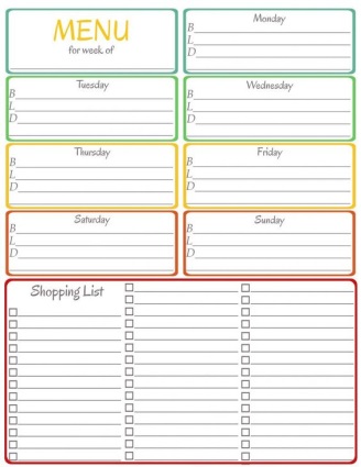 Get Organized and Plan a Weekly Menu!